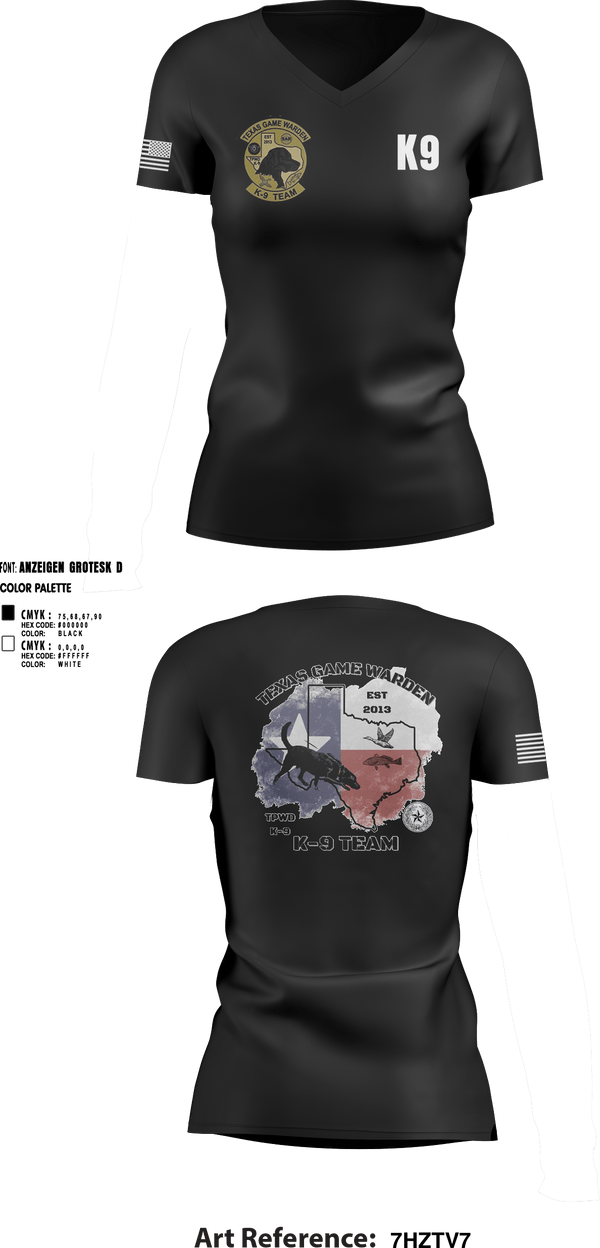 Women's Short Sleeve Vneck Shirt, TXGW K9, Police, Teamtime, Team time, sublimation, custom sports apparel, team uniforms, spirit wear, spiritwear, sports uniforms, custom shirts, team store, custom team store, fundraiser sports, apparel fundraiser