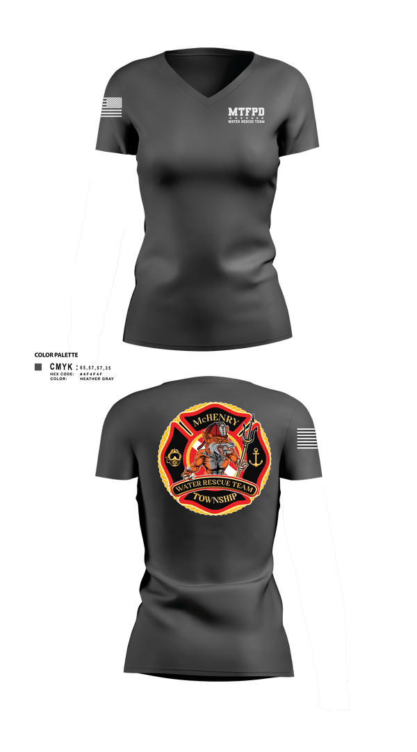 Women's Short Sleeve Vneck Shirt, MTFPD Water Rescue Teams, Fire Department, Teamtime, Team time, sublimation, custom sports apparel, team uniforms, spirit wear, spiritwear, sports uniforms, custom shirts, team store, custom team store, fundraiser sports, apparel fundraiser