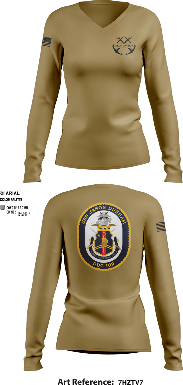 Women's Long Sleeve Vneck Shirt, Jason Dunham Deck Division, Navy, Teamtime, Team time, sublimation, custom sports apparel, team uniforms, spirit wear, spiritwear, sports uniforms, custom shirts, team store, custom team store, fundraiser sports, apparel fundraiser