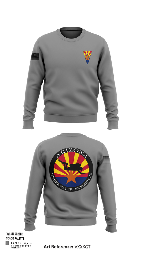 Crew Neck Sweatshirt, Arizona Underwater Explorers, Police, Teamtime, Team time, sublimation, custom sports apparel, team uniforms, spirit wear, spiritwear, sports uniforms, custom shirts, team store, custom team store, fundraiser sports, apparel fundraiser