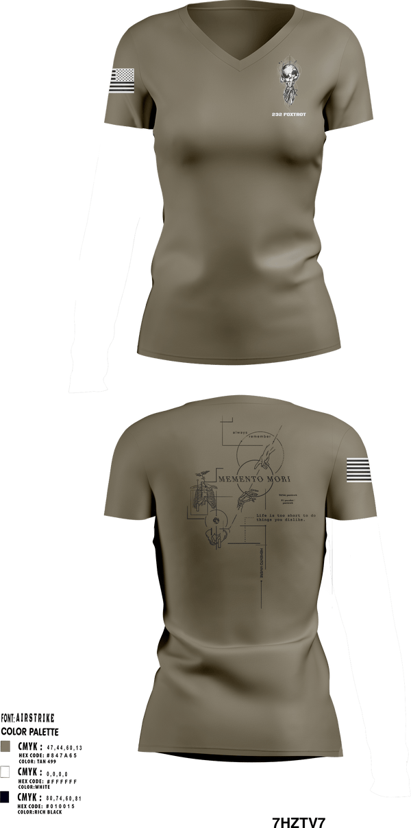Women's Short Sleeve Vneck Shirt, 232 Foxtrot, Army, Teamtime, Team time, sublimation, custom sports apparel, team uniforms, spirit wear, spiritwear, sports uniforms, custom shirts, team store, custom team store, fundraiser sports, apparel fundraiser