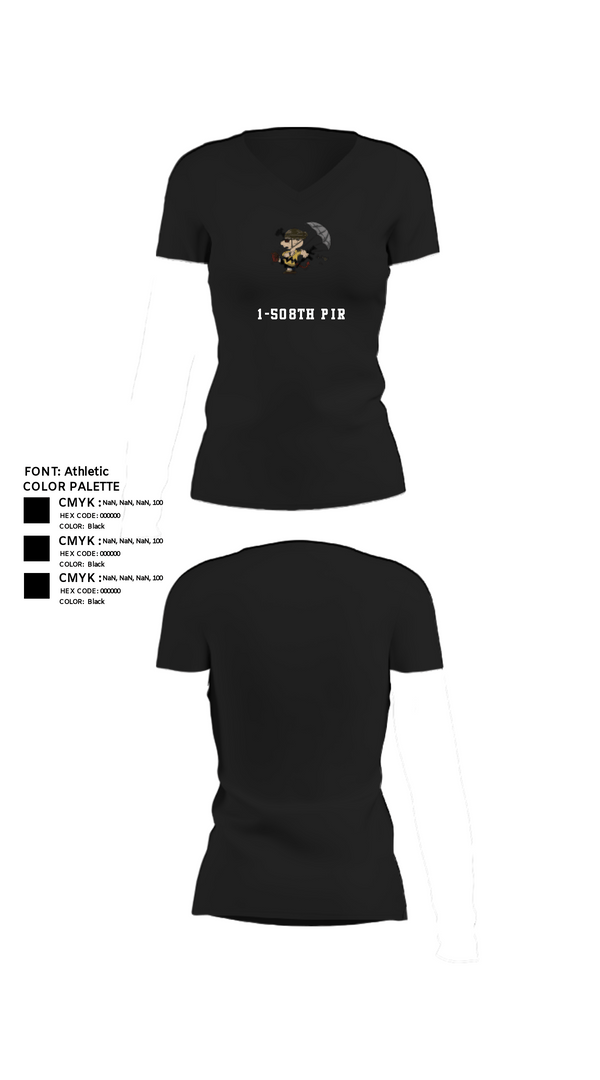 Women's Short Sleeve Vneck Shirt, 1-508th PIR, Army, Teamtime, Team time, sublimation, custom sports apparel, team uniforms, spirit wear, spiritwear, sports uniforms, custom shirts, team store, custom team store, fundraiser sports, apparel fundraiser