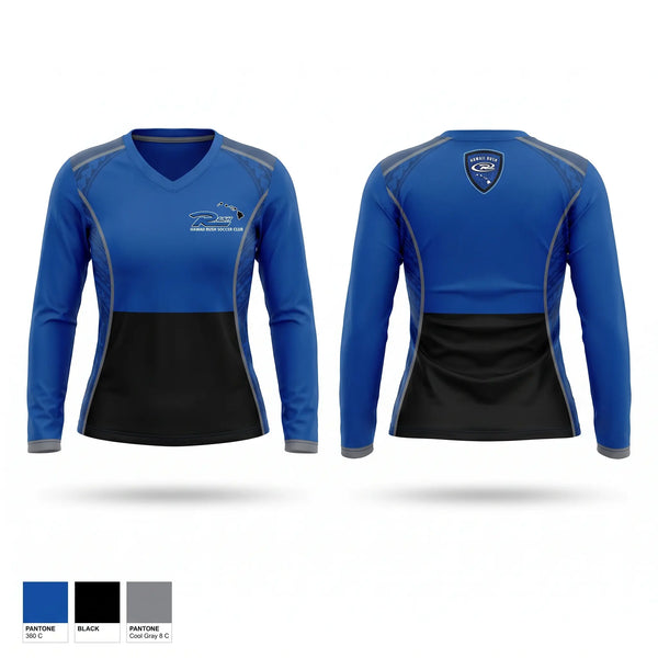 Womens Long Sleeve Vneck Shirt, Rush, Men's Soccer, Teamtime, Team time, sublimation, custom sports apparel, team uniforms, spirit wear, spiritwear, sports uniforms, custom shirts, team store, custom team store, fundraiser sports, apparel fundraiser