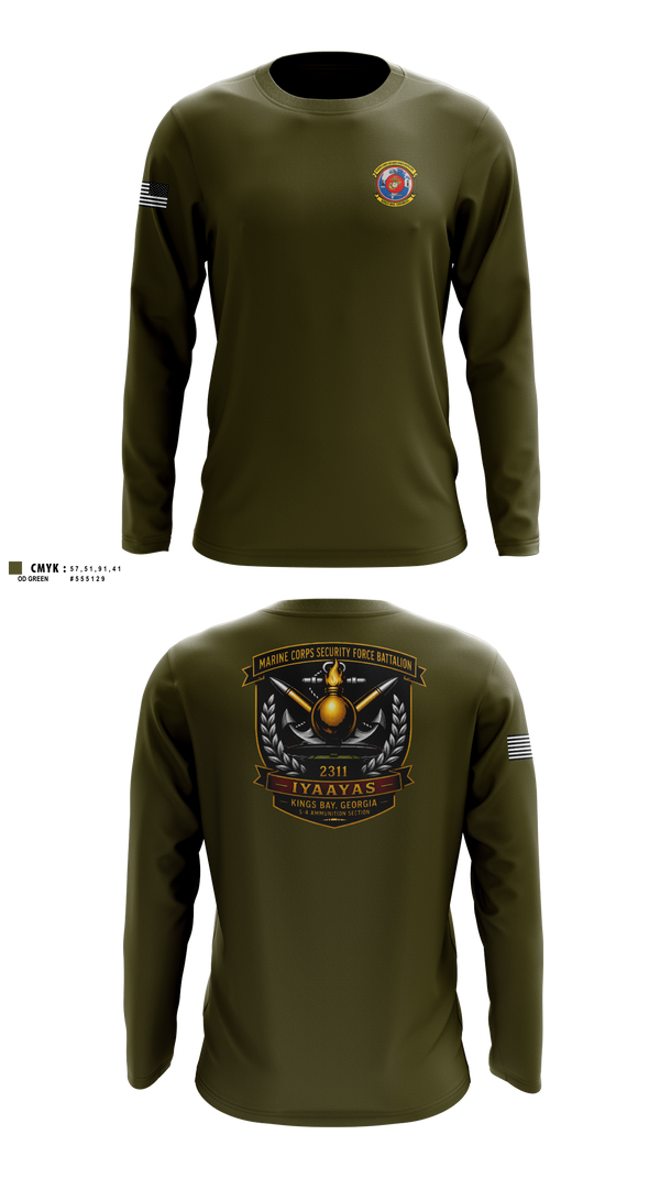 Long Sleeve Performance Shirt, Marine Corps Security Force Battalion Kings Bay, Marines, Teamtime, Team time, sublimation, custom sports apparel, team uniforms, spirit wear, spiritwear, sports uniforms, custom shirts, team store, custom team store, fundraiser sports, apparel fundraiser