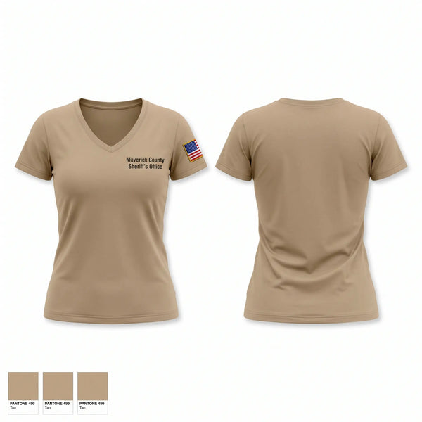 Womens Short Sleeve Vneck Shirt, Maverick County Sheriffs Office, Police, Teamtime, Team time, sublimation, custom sports apparel, team uniforms, spirit wear, spiritwear, sports uniforms, custom shirts, team store, custom team store, fundraiser sports, apparel fundraiser