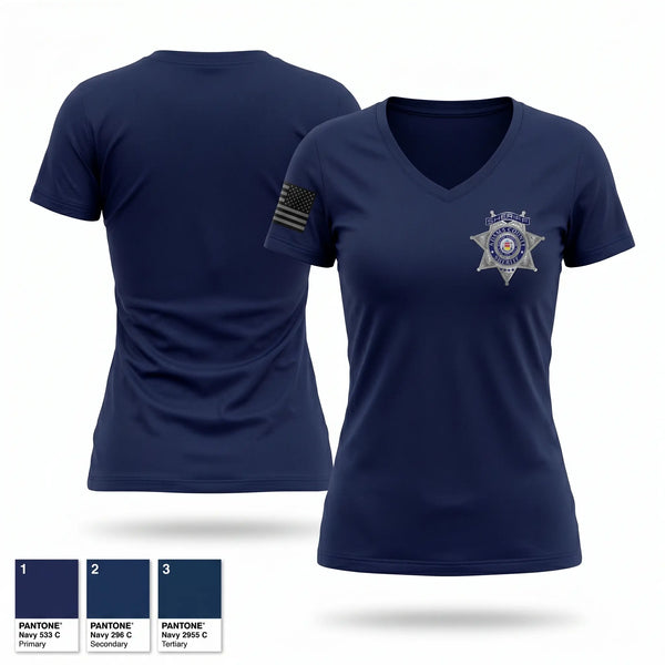 Womens Short Sleeve Vneck Shirt, Adams County Sheriff's Office, Police, Teamtime, Team time, sublimation, custom sports apparel, team uniforms, spirit wear, spiritwear, sports uniforms, custom shirts, team store, custom team store, fundraiser sports, apparel fundraiser