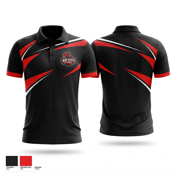 Short Sleeve Performance Polo, Bay City Panthers, Softball, Teamtime, Team time, sublimation, custom sports apparel, team uniforms, spirit wear, spiritwear, sports uniforms, custom shirts, team store, custom team store, fundraiser sports, apparel fundraiser