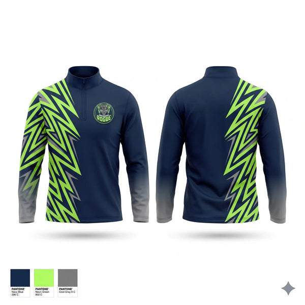 Quarter Zip Jacket, West Michigan Rogue, Men's Basketball, Teamtime, Team time, sublimation, custom sports apparel, team uniforms, spirit wear, spiritwear, sports uniforms, custom shirts, team store, custom team store, fundraiser sports, apparel fundraiser