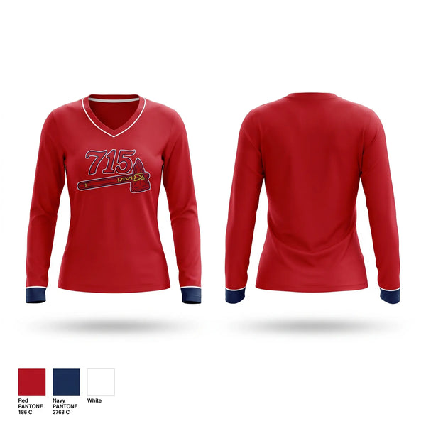 Womens Long Sleeve Vneck Shirt, 715 Hammers, Baseball, Teamtime, Team time, sublimation, custom sports apparel, team uniforms, spirit wear, spiritwear, sports uniforms, custom shirts, team store, custom team store, fundraiser sports, apparel fundraiser