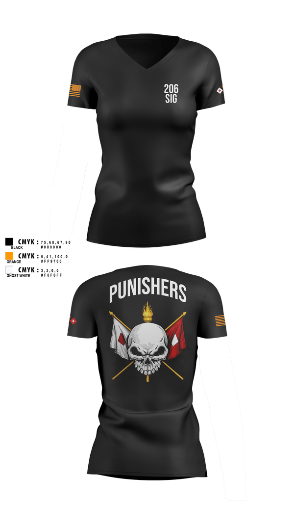 Womens Short Sleeve Vneck Shirt, 206th Signal Company, Army, Teamtime, Team time, sublimation, custom sports apparel, team uniforms, spirit wear, spiritwear, sports uniforms, custom shirts, team store, custom team store, fundraiser sports, apparel fundraiser