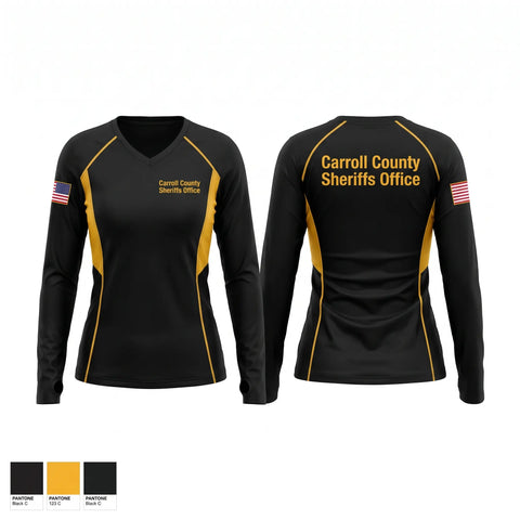 Womens Long Sleeve Vneck Shirt, Carroll County Sheriff's Office, Police, Teamtime, Team time, sublimation, custom sports apparel, team uniforms, spirit wear, spiritwear, sports uniforms, custom shirts, team store, custom team store, fundraiser sports, apparel fundraiser