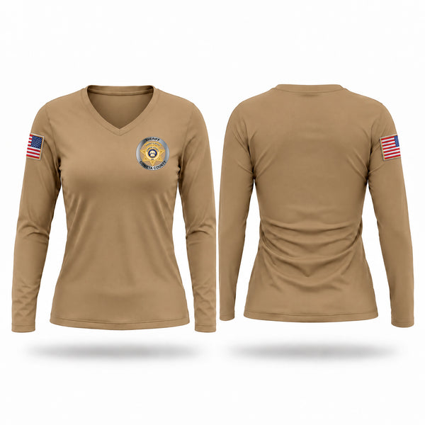 Womens Long Sleeve Vneck Shirt, Coweta County Sheriffs Department, Police, Teamtime, Team time, sublimation, custom sports apparel, team uniforms, spirit wear, spiritwear, sports uniforms, custom shirts, team store, custom team store, fundraiser sports, apparel fundraiser