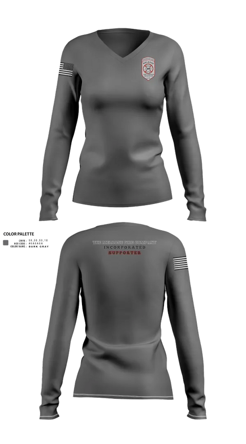 Womens Long Sleeve Vneck Shirt, The Melrose Fire Company Incorporated, , Teamtime, Team time, sublimation, custom sports apparel, team uniforms, spirit wear, spiritwear, sports uniforms, custom shirts, team store, custom team store, fundraiser sports, apparel fundraiser