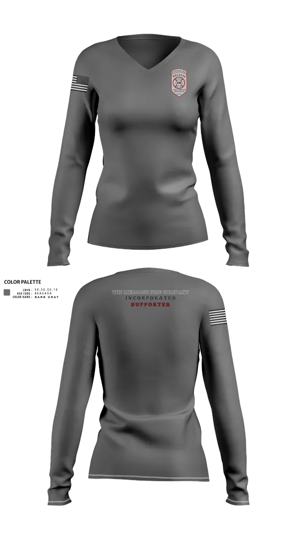 Womens Long Sleeve Vneck Shirt, The Melrose Fire Company Incorporated, , Teamtime, Team time, sublimation, custom sports apparel, team uniforms, spirit wear, spiritwear, sports uniforms, custom shirts, team store, custom team store, fundraiser sports, apparel fundraiser