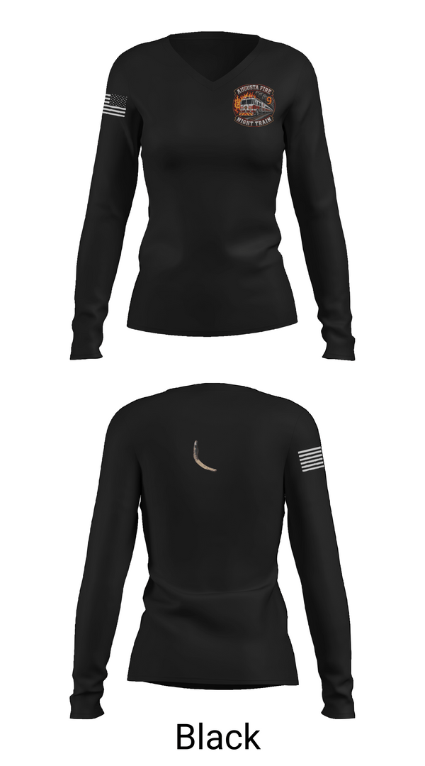 Womens Long Sleeve Vneck Shirt, Augusta fire department, Fire Department, Teamtime, Team time, sublimation, custom sports apparel, team uniforms, spirit wear, spiritwear, sports uniforms, custom shirts, team store, custom team store, fundraiser sports, apparel fundraiser