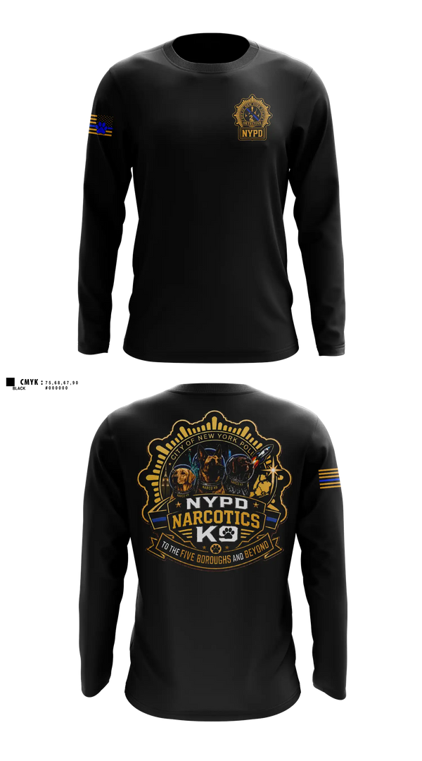 Long Sleeve Performance Shirt, NYPD NARCOTICS K9, Police, Teamtime, Team time, sublimation, custom sports apparel, team uniforms, spirit wear, spiritwear, sports uniforms, custom shirts, team store, custom team store, fundraiser sports, apparel fundraiser