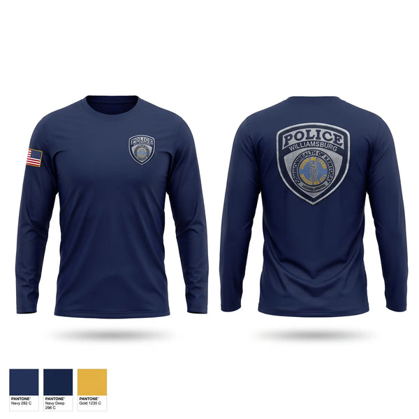 Long Sleeve Performance Shirt, Williamsburg Police Department, Police, Teamtime, Team time, sublimation, custom sports apparel, team uniforms, spirit wear, spiritwear, sports uniforms, custom shirts, team store, custom team store, fundraiser sports, apparel fundraiser