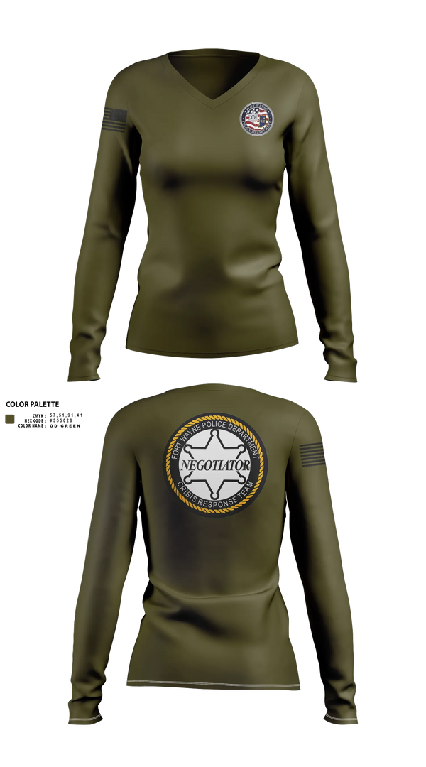 Womens Long Sleeve Vneck Shirt, CRT, Police, Teamtime, Team time, sublimation, custom sports apparel, team uniforms, spirit wear, spiritwear, sports uniforms, custom shirts, team store, custom team store, fundraiser sports, apparel fundraiser