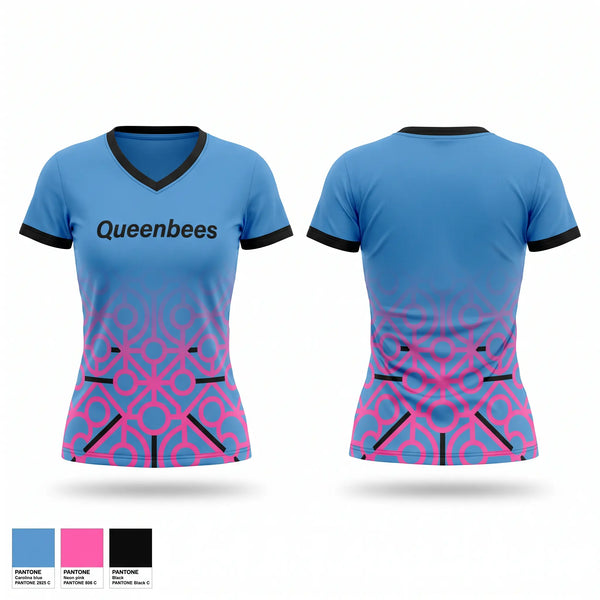 Womens Short Sleeve Vneck Shirt, Queenbees, Softball, Teamtime, Team time, sublimation, custom sports apparel, team uniforms, spirit wear, spiritwear, sports uniforms, custom shirts, team store, custom team store, fundraiser sports, apparel fundraiser