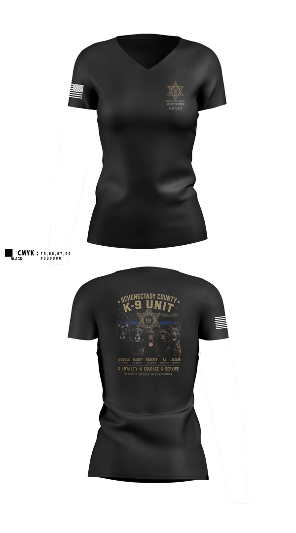 Womens Short Sleeve Vneck Shirt, Schenectady County Sheriff K9, Police, Teamtime, Team time, sublimation, custom sports apparel, team uniforms, spirit wear, spiritwear, sports uniforms, custom shirts, team store, custom team store, fundraiser sports, apparel fundraiser