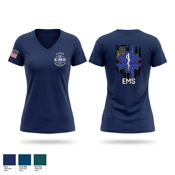 Womens Short Sleeve Vneck Shirt, Upper Deerfield EMS, EMS/EMT, Teamtime, Team time, sublimation, custom sports apparel, team uniforms, spirit wear, spiritwear, sports uniforms, custom shirts, team store, custom team store, fundraiser sports, apparel fundraiser