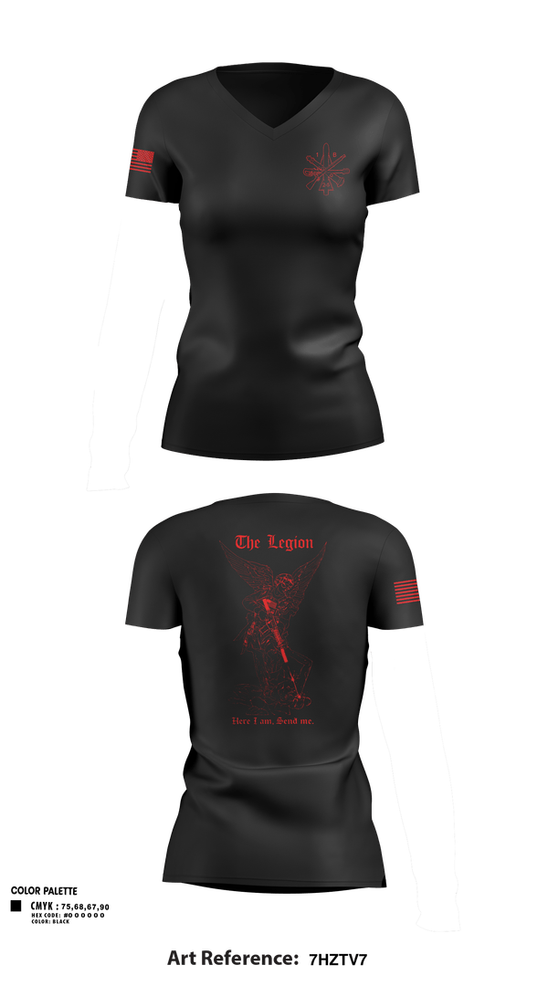 Womens Short Sleeve Vneck Shirt, The Legion / B CO / 2-5 CAV, Army, Teamtime, Team time, sublimation, custom sports apparel, team uniforms, spirit wear, spiritwear, sports uniforms, custom shirts, team store, custom team store, fundraiser sports, apparel fundraiser