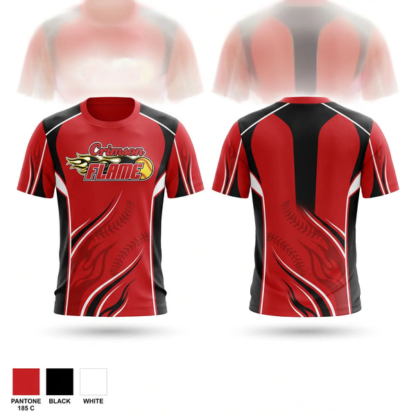 Short Sleeve Performance Shirt, Crimson Flames, Softball, Teamtime, Team time, sublimation, custom sports apparel, team uniforms, spirit wear, spiritwear, sports uniforms, custom shirts, team store, custom team store, fundraiser sports, apparel fundraiser