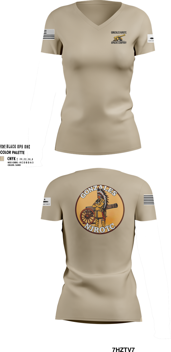 Womens Short Sleeve Vneck Shirt, NJROTC Apache Company, , Teamtime, Team time, sublimation, custom sports apparel, team uniforms, spirit wear, spiritwear, sports uniforms, custom shirts, team store, custom team store, fundraiser sports, apparel fundraiser