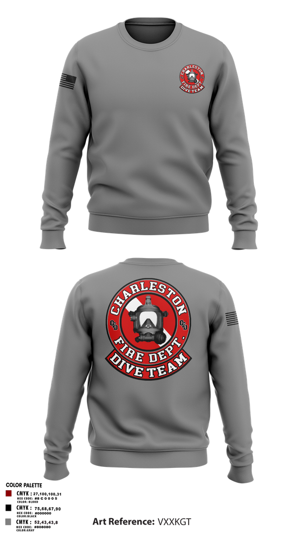 Crew Neck Sweatshirt, Charleston Fire Dept Dive Team, Fire Department, Teamtime, Team time, sublimation, custom sports apparel, team uniforms, spirit wear, spiritwear, sports uniforms, custom shirts, team store, custom team store, fundraiser sports, apparel fundraiser