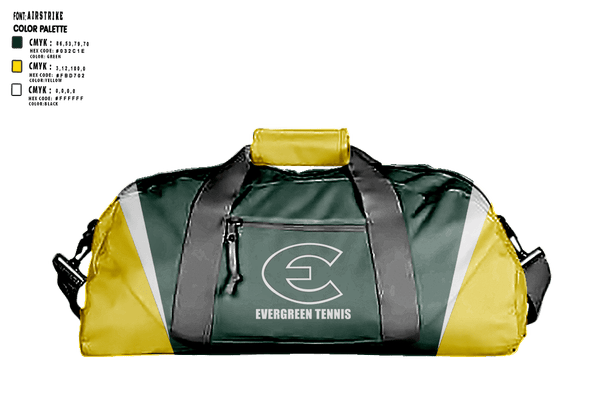 Duffle Bag, Evergreen High School Tennis, Tennis, Teamtime, Team time, sublimation, custom sports apparel, team uniforms, spirit wear, spiritwear, sports uniforms, custom shirts, team store, custom team store, fundraiser sports, apparel fundraiser