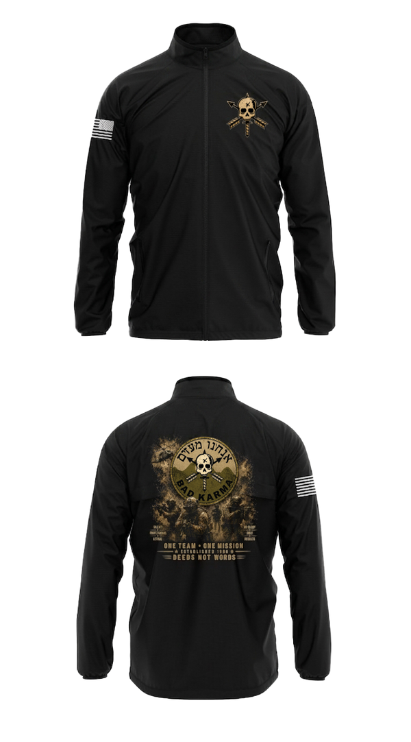 Windbreaker, Bad Karma, Army, Teamtime, Team time, sublimation, custom sports apparel, team uniforms, spirit wear, spiritwear, sports uniforms, custom shirts, team store, custom team store, fundraiser sports, apparel fundraiser