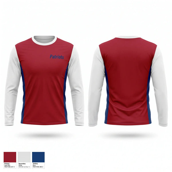 Long Sleeve Performance Shirt, Patriots, Men's Basketball, Teamtime, Team time, sublimation, custom sports apparel, team uniforms, spirit wear, spiritwear, sports uniforms, custom shirts, team store, custom team store, fundraiser sports, apparel fundraiser
