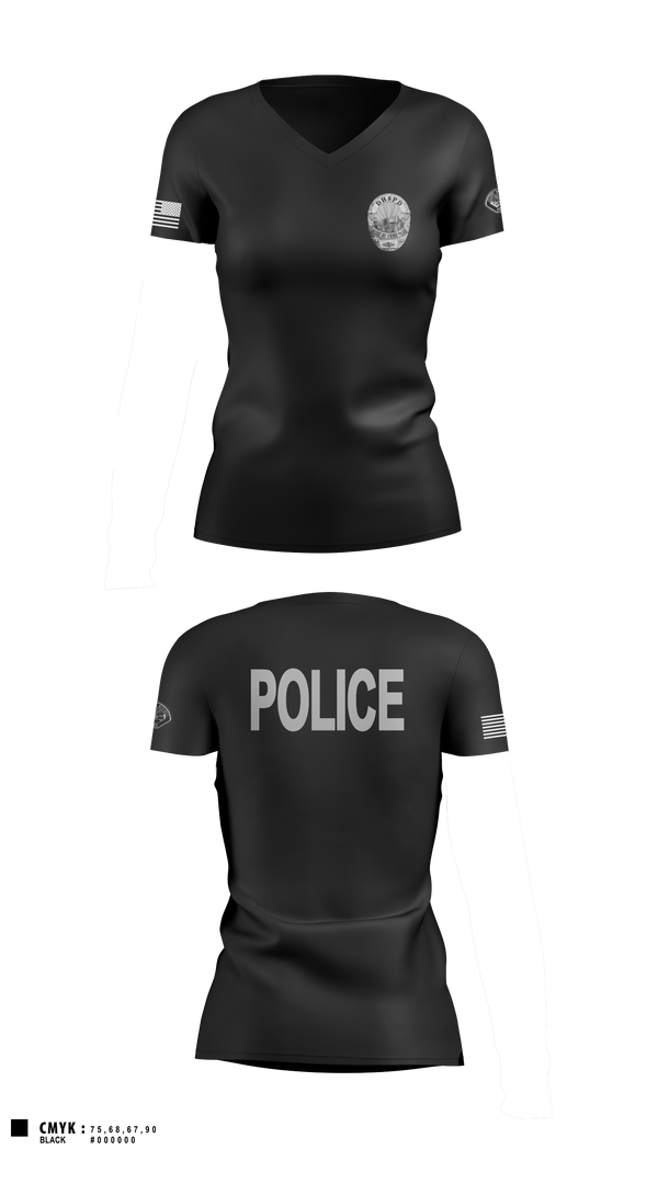 Women's Short Sleeve Vneck Shirt, Desert Hot Springs Police Department, Police, Teamtime, Team time, sublimation, custom sports apparel, team uniforms, spirit wear, spiritwear, sports uniforms, custom shirts, team store, custom team store, fundraiser sports, apparel fundraiser