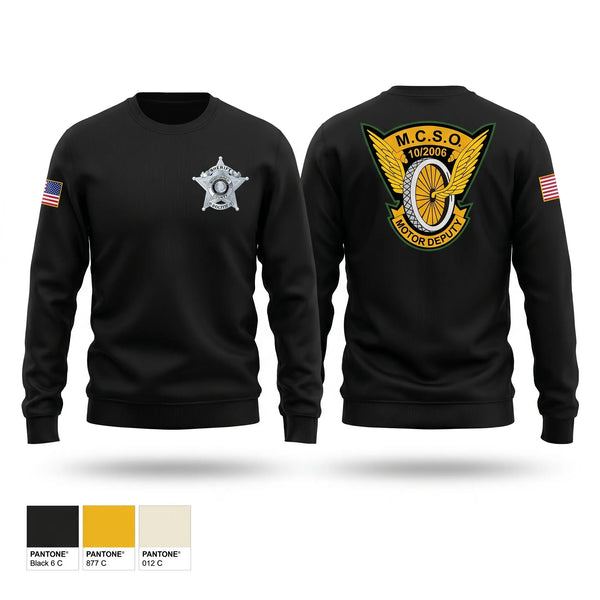 Crew Neck Sweatshirt, MCSO MOTORS, Police, Teamtime, Team time, sublimation, custom sports apparel, team uniforms, spirit wear, spiritwear, sports uniforms, custom shirts, team store, custom team store, fundraiser sports, apparel fundraiser