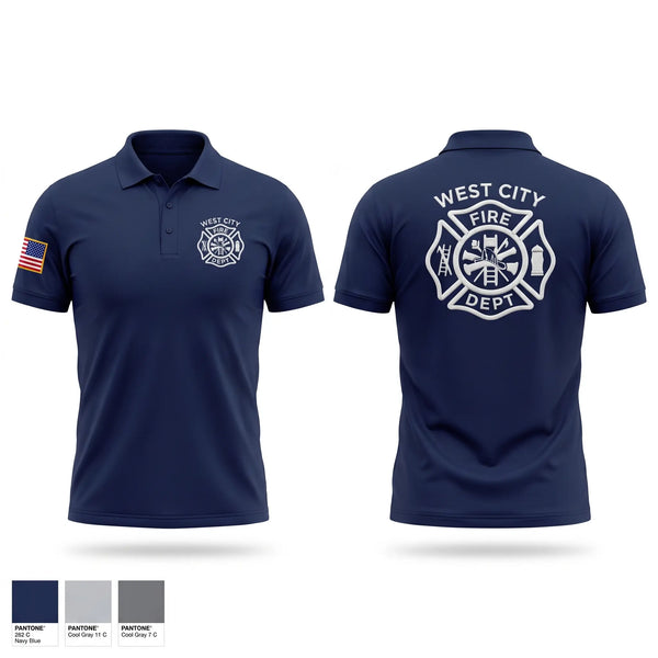 Short Sleeve Performance Polo, West city fire, Fire Department, Teamtime, Team time, sublimation, custom sports apparel, team uniforms, spirit wear, spiritwear, sports uniforms, custom shirts, team store, custom team store, fundraiser sports, apparel fundraiser