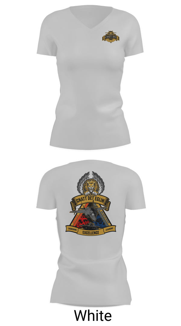 Womens Short Sleeve Vneck Shirt, CNATT Det Eglin, Navy, Teamtime, Team time, sublimation, custom sports apparel, team uniforms, spirit wear, spiritwear, sports uniforms, custom shirts, team store, custom team store, fundraiser sports, apparel fundraiser