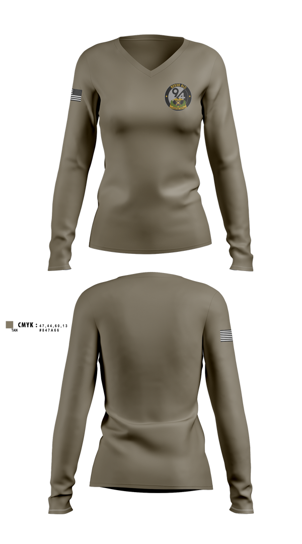 Womens Long Sleeve Vneck Shirt, 92S30 ALC Class 002-26, Army, Teamtime, Team time, sublimation, custom sports apparel, team uniforms, spirit wear, spiritwear, sports uniforms, custom shirts, team store, custom team store, fundraiser sports, apparel fundraiser