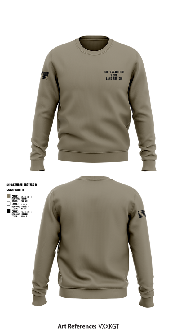 Crew Neck Sweatshirt, HHC 1-504TH PIR, 1 BCT, 82ND ABN DIV, , Teamtime, Team time, sublimation, custom sports apparel, team uniforms, spirit wear, spiritwear, sports uniforms, custom shirts, team store, custom team store, fundraiser sports, apparel fundraiser