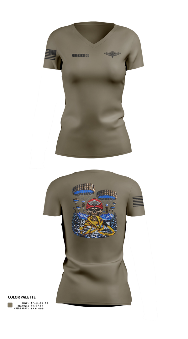 Womens Short Sleeve Vneck Shirt, Firebird Co, Army, Teamtime, Team time, sublimation, custom sports apparel, team uniforms, spirit wear, spiritwear, sports uniforms, custom shirts, team store, custom team store, fundraiser sports, apparel fundraiser