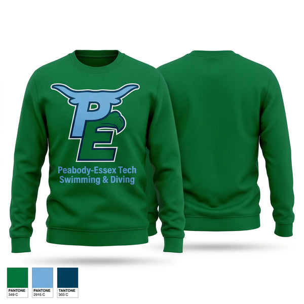 Crew Neck Sweatshirt, Peabody Veterans Memorial High School Swimming, Swimming, Teamtime, Team time, sublimation, custom sports apparel, team uniforms, spirit wear, spiritwear, sports uniforms, custom shirts, team store, custom team store, fundraiser sports, apparel fundraiser