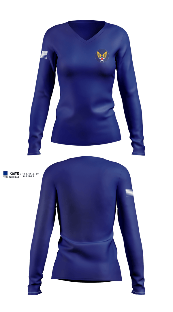 Womens Long Sleeve Vneck Shirt, GA-956, Air Force, Teamtime, Team time, sublimation, custom sports apparel, team uniforms, spirit wear, spiritwear, sports uniforms, custom shirts, team store, custom team store, fundraiser sports, apparel fundraiser