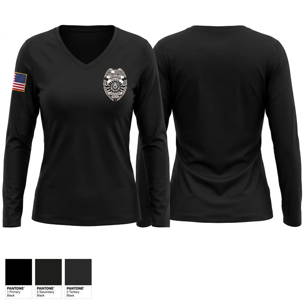 Womens Long Sleeve Vneck Shirt, Presidio Police Department, Police, Teamtime, Team time, sublimation, custom sports apparel, team uniforms, spirit wear, spiritwear, sports uniforms, custom shirts, team store, custom team store, fundraiser sports, apparel fundraiser