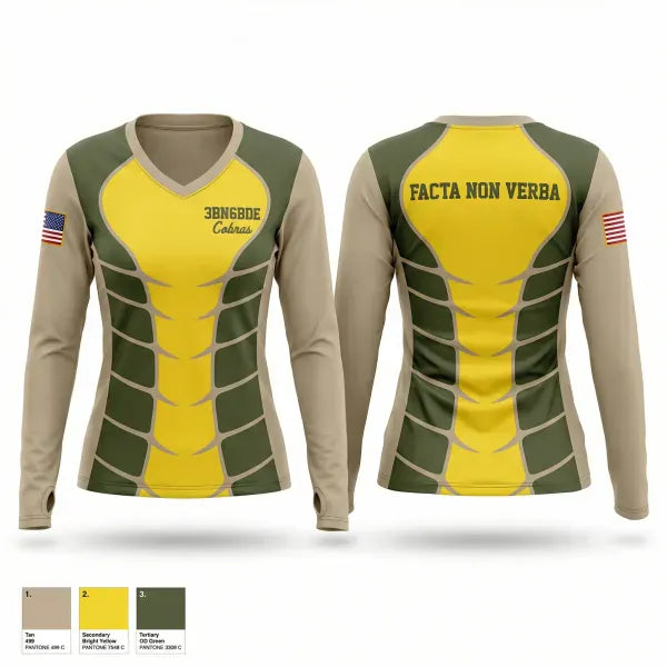 Womens Long Sleeve Vneck Shirt, 3BN/6BDE Cobras, Army, Teamtime, Team time, sublimation, custom sports apparel, team uniforms, spirit wear, spiritwear, sports uniforms, custom shirts, team store, custom team store, fundraiser sports, apparel fundraiser