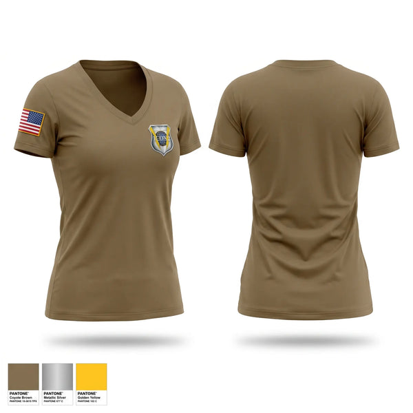 Womens Short Sleeve Vneck Shirt, 437 OSS, Air Force, Teamtime, Team time, sublimation, custom sports apparel, team uniforms, spirit wear, spiritwear, sports uniforms, custom shirts, team store, custom team store, fundraiser sports, apparel fundraiser