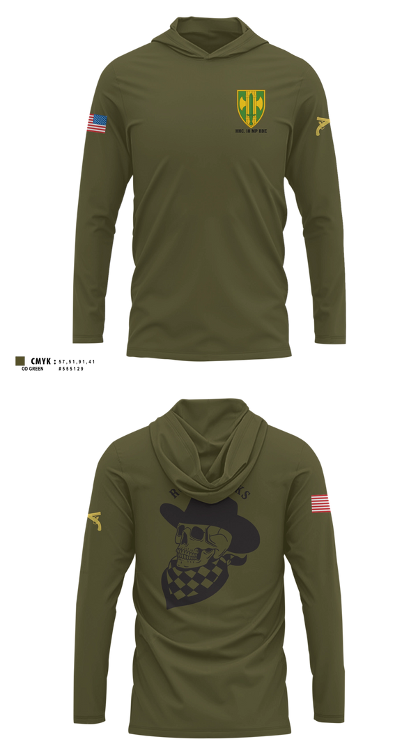 Long Sleeve hooded sunshirt, HHC, 18 MP BDE, Army, Teamtime, Team time, sublimation, custom sports apparel, team uniforms, spirit wear, spiritwear, sports uniforms, custom shirts, team store, custom team store, fundraiser sports, apparel fundraiser
