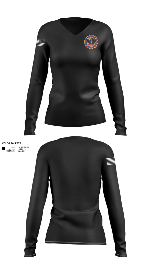 Womens Long Sleeve Vneck Shirt, Wakefern, Fire Department, Teamtime, Team time, sublimation, custom sports apparel, team uniforms, spirit wear, spiritwear, sports uniforms, custom shirts, team store, custom team store, fundraiser sports, apparel fundraiser
