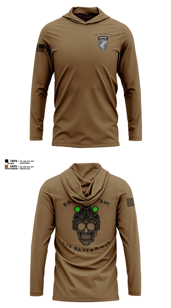 Long Sleeve hooded sunshirt, 451 B Co Los Bastardos451 B Co Los Bastardos, Army, Teamtime, Team time, sublimation, custom sports apparel, team uniforms, spirit wear, spiritwear, sports uniforms, custom shirts, team store, custom team store, fundraiser sports, apparel fundraiser