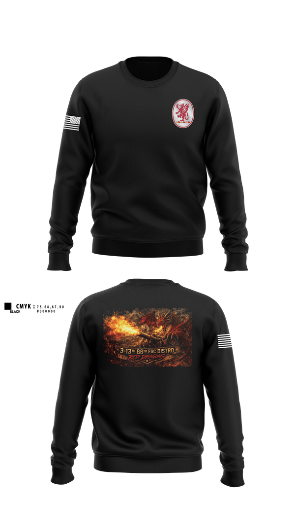 Crew Neck Sweatshirt, 3-13th 66th FSC, Army, Teamtime, Team time, sublimation, custom sports apparel, team uniforms, spirit wear, spiritwear, sports uniforms, custom shirts, team store, custom team store, fundraiser sports, apparel fundraiser