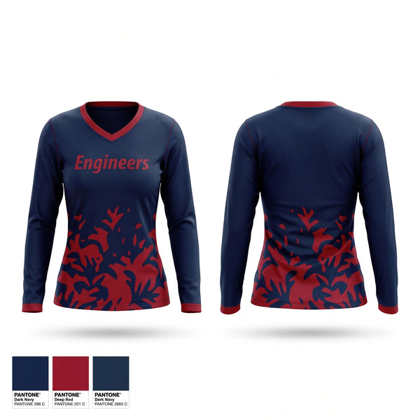 Womens Long Sleeve Vneck Shirt, Engineers, Baseball, Teamtime, Team time, sublimation, custom sports apparel, team uniforms, spirit wear, spiritwear, sports uniforms, custom shirts, team store, custom team store, fundraiser sports, apparel fundraiser