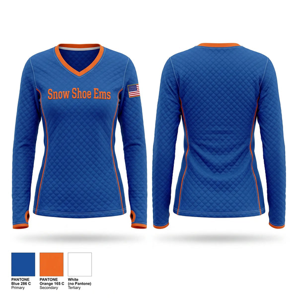 Womens Long Sleeve Vneck Shirt, Snow Shoe Ems, EMS/EMT, Teamtime, Team time, sublimation, custom sports apparel, team uniforms, spirit wear, spiritwear, sports uniforms, custom shirts, team store, custom team store, fundraiser sports, apparel fundraiser